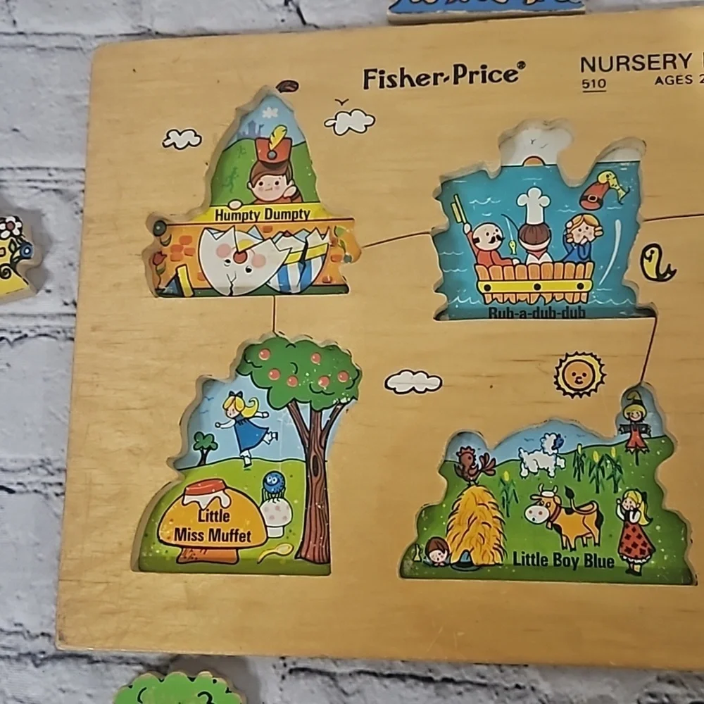 Vintage wooden fisher price nursery rhyme puzzle